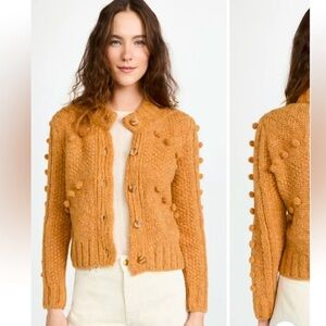 NWT Faherty Ember Pom Alpaca Cardigan in Marigold